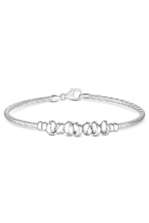 Recycled Sterling Silver 925 Love Knot Textured Bangle Bracelet