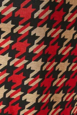 Red Dogtooth Jacquard Shift Dress