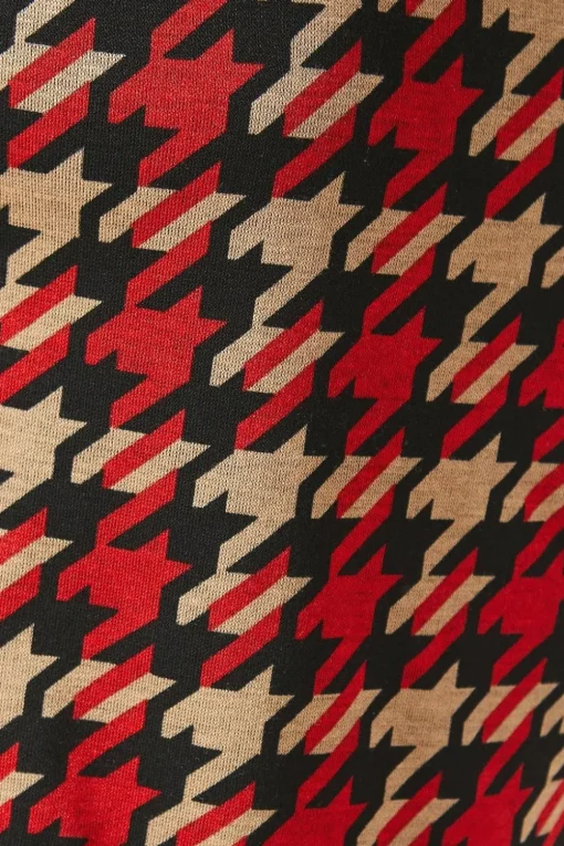 Red Dogtooth Jacquard Shift Dress