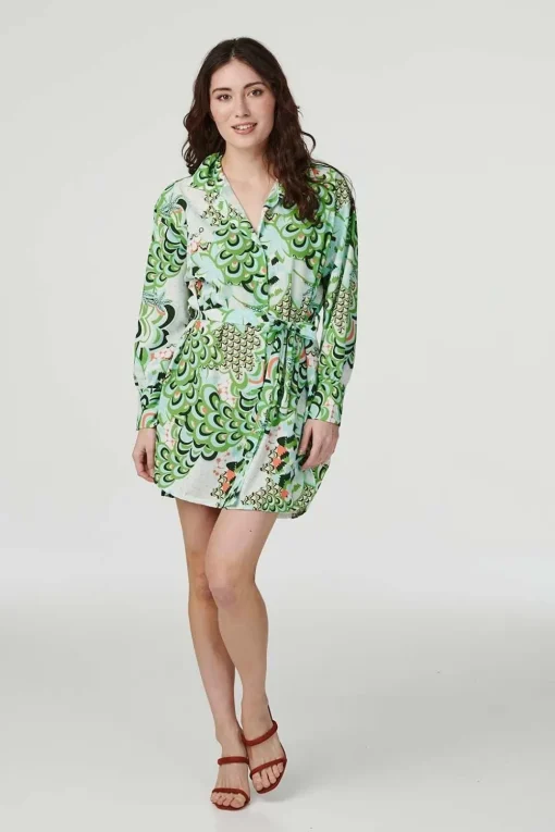 Retro Floral Mini Shirt Dress