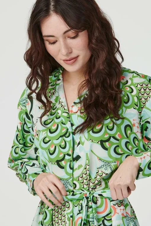 Retro Floral Mini Shirt Dress