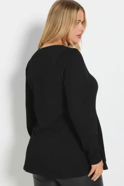 Ribbed Button Front Top