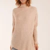 Ribbed Cross Over High Neck Jumper