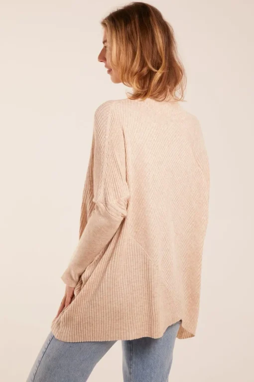Ribbed Cross Over High Neck Jumper