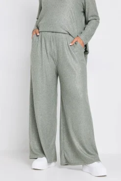 Ribbed Foil Wide Leg Trousers