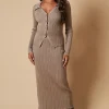 Ribbed Knitted Midi Skirt Co Ord