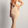 Ribbed Strappy Knot Front Midaxi Dress