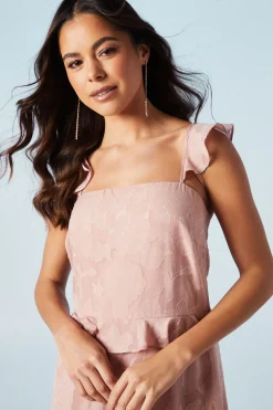 Rose Georgette V Neck Bridesmaids Dress