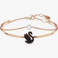 Rose Gold Plated Black Swan Bangle 5678048