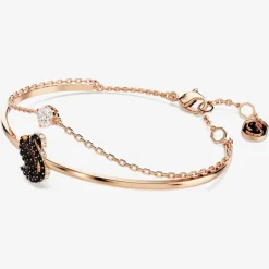 Rose Gold Plated Black Swan Bangle 5678048