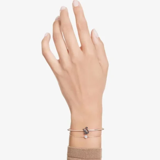 Rose Gold Plated Black Swan Bangle 5678048