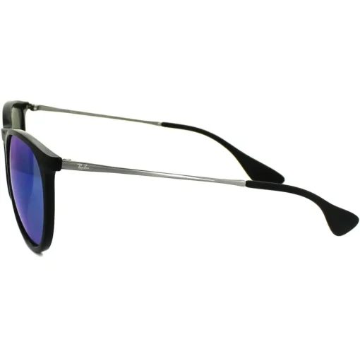 Round Black & Gunmetal Blue Mirror Sunglasses