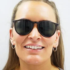 Round Black & Gunmetal Blue Mirror Sunglasses