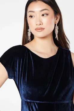 Round Neck Pleated Velvet Jumpsuit
