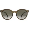 Round Polished Translucent Brown Brown Gradient Sunglasses