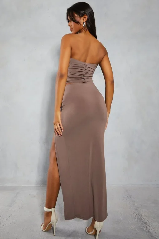 Ruched Corsage Maxi Skirt