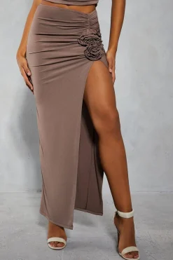 Ruched Corsage Maxi Skirt