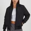 Ruched Sleeve Oversized Bomber Jacket
