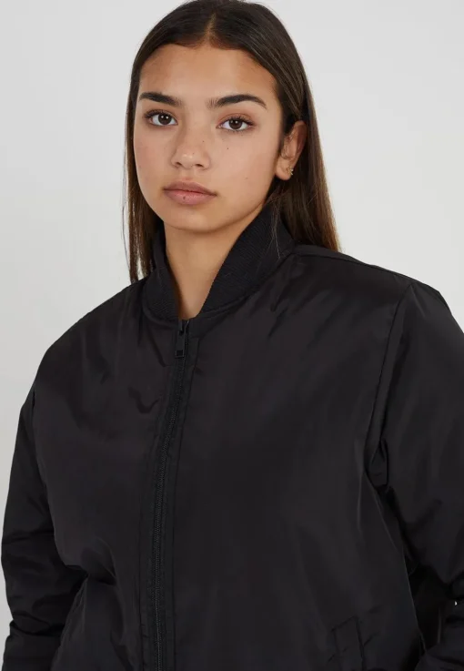 Ruched Sleeve Oversized Bomber Jacket