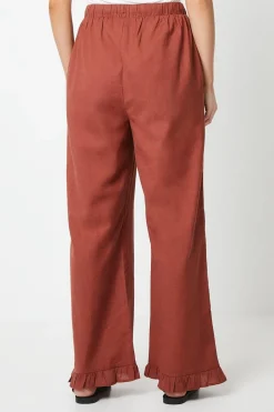 Ruffle Hem Wide Leg Trouser