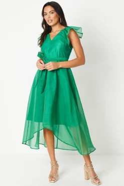 Ruffle Shoulder High-low Dress