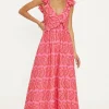 Ruffle Strap Tie Back Broderie Dress