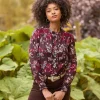 Ruffle-Front Floral Blouse