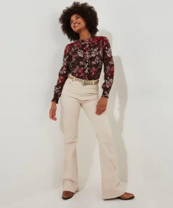 Ruffle-Front Floral Blouse