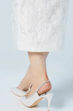 Sabrina Bridal Satin Diamante Trim Slingback High Stiletto Court Shoes