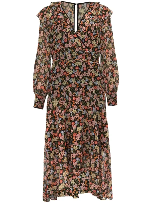 Sadie Floral Chiffon Ruffle Dress-Floral