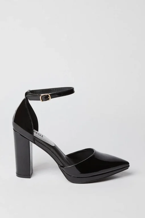 Sadie Platform Pointed High Block Heel Court Shoes