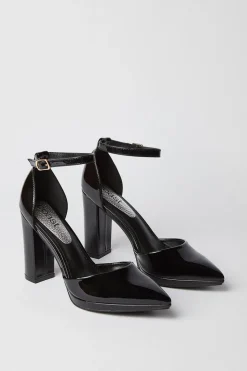 Sadie Platform Pointed High Block Heel Court Shoes