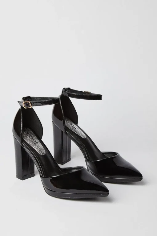 Sadie Platform Pointed High Block Heel Court Shoes