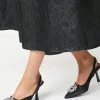 Samia Satin Jewelled Brooch Detail Slingback High Heel Court Shoes