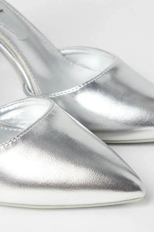Saoirse Covered Buckle Open High Block Heel Court Shoes