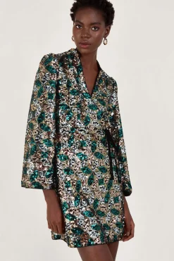 Sasha Sequin Wrap Dress