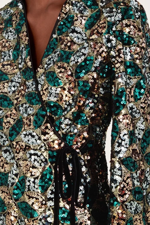 Sasha Sequin Wrap Dress