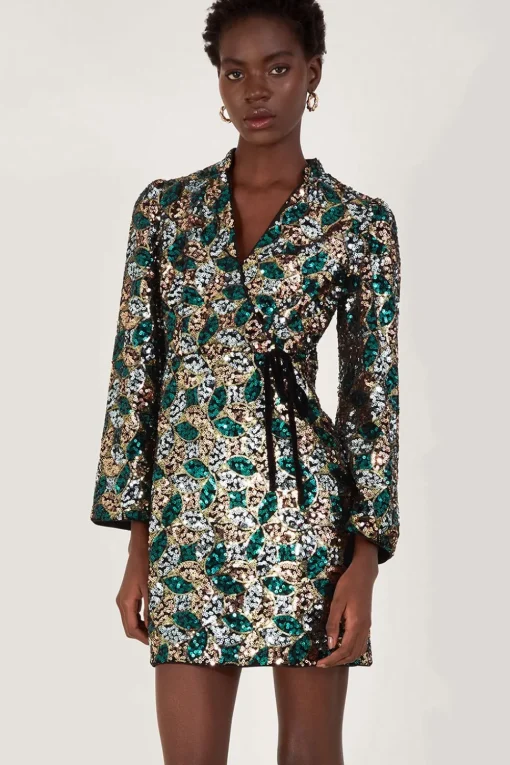Sasha Sequin Wrap Dress