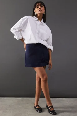 Satin Bow Front Super Mini Skirt