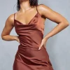 Satin Cowl Neck Slip Dress