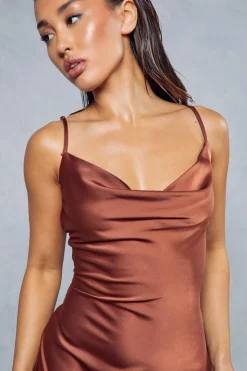 Satin Cowl Neck Slip Dress