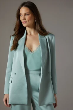 Satin Double Breasted Blazer