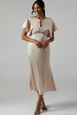 Satin Halter Bridesmaids Maxi Dress