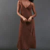 Satin High Apex Bias Midi Slip Dress