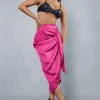 Satin High Waisted Wrap Midi Skirt