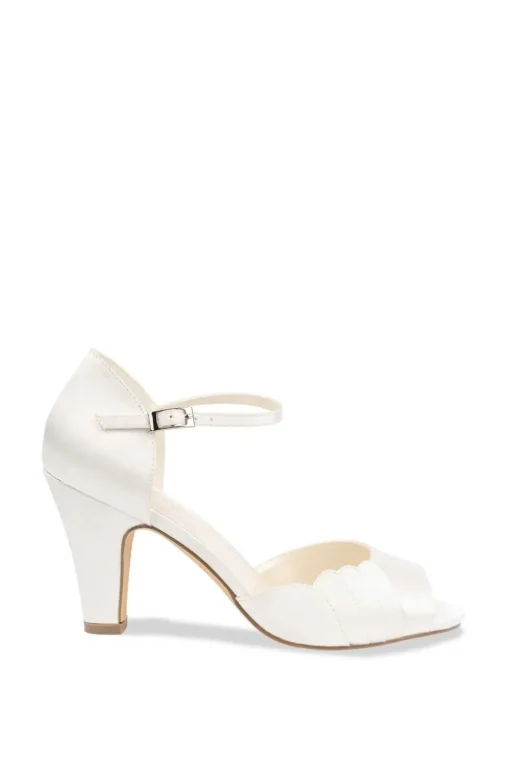 Satin 'Kyrie' High Block Heel Ankle Strap Peep Toe Sandals
