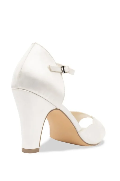 Satin 'Kyrie' High Block Heel Ankle Strap Peep Toe Sandals