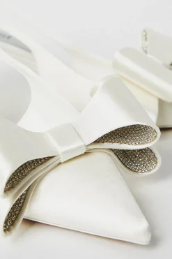 Savannah Bridal Satin Bow Detail Kitten Heel Court Shoes
