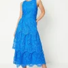 Scallop Lace Tiered Midi Skirt