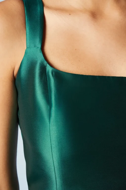 Scoop Neck Full Skirted Twill Bridesmaids Dress